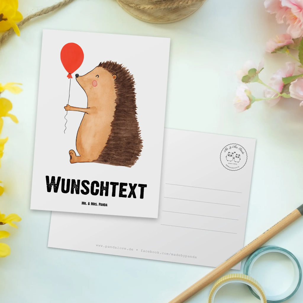 Personalisierte Postkarte Igel mit Luftballon Postkarte mit Namen, Postkarte bedrucken, Postkarte mit Wunschtext, Postkarte personalisierbar, Geschenkkarte mit Namen, Grußkarte mit Namen, Karte mit Namen, Einladung mit Namen, Ansichtskarte mit Namen, Geschenkkarte mit Wunschtext, Grußkarte mit Wunschtext, Karte mit Wunschtext, Einladung mit Wunschtext, Ansichtskarte mit Wunschtext, Tiermotive, Gute Laune, lustige Sprüche, Tiere, Igel, Geburtstag, Herzlichen Glückwunsch, Glückwunsch, Geburtstagskind, Ballon, Happy Birthday