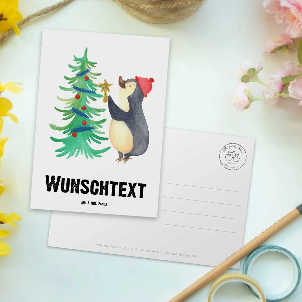 Personalisierte Postkarte Pinguin Weihnachtsbaum Postkarte mit Namen, Postkarte bedrucken, Postkarte mit Wunschtext, Postkarte personalisierbar, Geschenkkarte mit Namen, Grußkarte mit Namen, Karte mit Namen, Einladung mit Namen, Ansichtskarte mit Namen, Geschenkkarte mit Wunschtext, Grußkarte mit Wunschtext, Karte mit Wunschtext, Einladung mit Wunschtext, Ansichtskarte mit Wunschtext, Winter, Weihnachten, Weihnachtsdeko, Nikolaus, Advent, Heiligabend, Wintermotiv, Pinguin