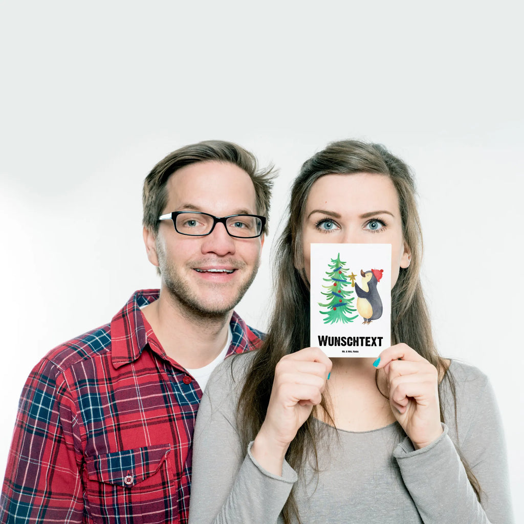 Personalisierte Postkarte Pinguin Weihnachtsbaum Postkarte mit Namen, Postkarte bedrucken, Postkarte mit Wunschtext, Postkarte personalisierbar, Geschenkkarte mit Namen, Grußkarte mit Namen, Karte mit Namen, Einladung mit Namen, Ansichtskarte mit Namen, Geschenkkarte mit Wunschtext, Grußkarte mit Wunschtext, Karte mit Wunschtext, Einladung mit Wunschtext, Ansichtskarte mit Wunschtext, Winter, Weihnachten, Weihnachtsdeko, Nikolaus, Advent, Heiligabend, Wintermotiv, Pinguin