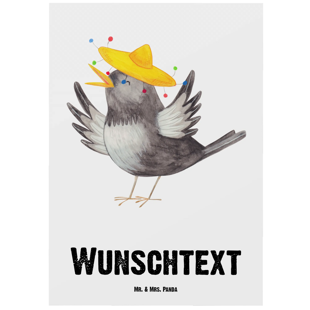 Personalisierte Postkarte Rabe Sombrero Postkarte mit Namen, Postkarte bedrucken, Postkarte mit Wunschtext, Postkarte personalisierbar, Geschenkkarte mit Namen, Grußkarte mit Namen, Karte mit Namen, Einladung mit Namen, Ansichtskarte mit Namen, Geschenkkarte mit Wunschtext, Grußkarte mit Wunschtext, Karte mit Wunschtext, Einladung mit Wunschtext, Ansichtskarte mit Wunschtext, Tiermotive, Gute Laune, lustige Sprüche, Tiere, Rabe, Vogel, Vögel, Spruch positiv, fröhlich sein, glücklich sein, Glück Spruch, froh, Elster, Motivation