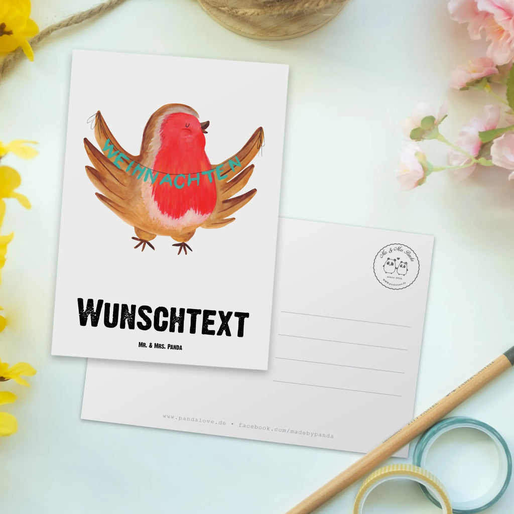 Personalisierte Postkarte Rotkehlchen Weihnachten Postkarte mit Namen, Postkarte bedrucken, Postkarte mit Wunschtext, Postkarte personalisierbar, Geschenkkarte mit Namen, Grußkarte mit Namen, Karte mit Namen, Einladung mit Namen, Ansichtskarte mit Namen, Geschenkkarte mit Wunschtext, Grußkarte mit Wunschtext, Karte mit Wunschtext, Einladung mit Wunschtext, Ansichtskarte mit Wunschtext, Winter, Weihnachten, Weihnachtsdeko, Nikolaus, Advent, Heiligabend, Wintermotiv, Frohe Weihnachten, Weihnachtsmotiv, Weihnachtsgruß, Vogel, xmas