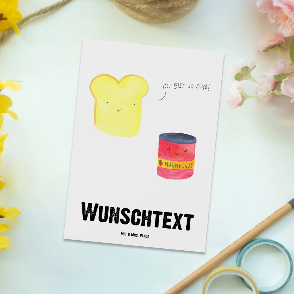 Personalisierte Postkarte Toast & Marmelade Postkarte mit Namen, Postkarte bedrucken, Postkarte mit Wunschtext, Postkarte personalisierbar, Geschenkkarte mit Namen, Grußkarte mit Namen, Karte mit Namen, Einladung mit Namen, Ansichtskarte mit Namen, Geschenkkarte mit Wunschtext, Grußkarte mit Wunschtext, Karte mit Wunschtext, Einladung mit Wunschtext, Ansichtskarte mit Wunschtext, Tiermotive, Gute Laune, lustige Sprüche, Tiere, Toast, Marmelade, Dreamteam, süße Postkarte, süß, Küche Deko, Küche Spruch, Frühstück Einladung, Brot, Toastbrot