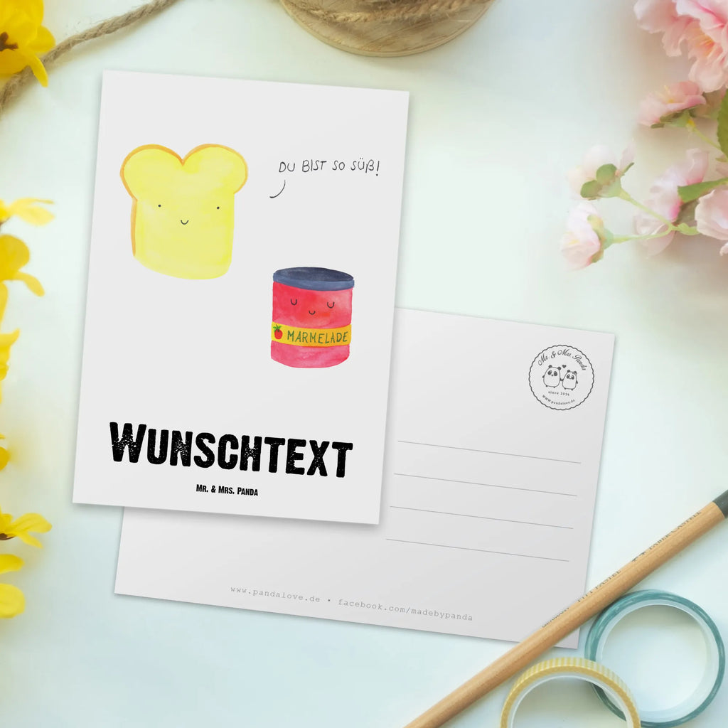 Personalisierte Postkarte Toast & Marmelade Postkarte mit Namen, Postkarte bedrucken, Postkarte mit Wunschtext, Postkarte personalisierbar, Geschenkkarte mit Namen, Grußkarte mit Namen, Karte mit Namen, Einladung mit Namen, Ansichtskarte mit Namen, Geschenkkarte mit Wunschtext, Grußkarte mit Wunschtext, Karte mit Wunschtext, Einladung mit Wunschtext, Ansichtskarte mit Wunschtext, Tiermotive, Gute Laune, lustige Sprüche, Tiere, Toast, Marmelade, Dreamteam, süße Postkarte, süß, Küche Deko, Küche Spruch, Frühstück Einladung, Brot, Toastbrot