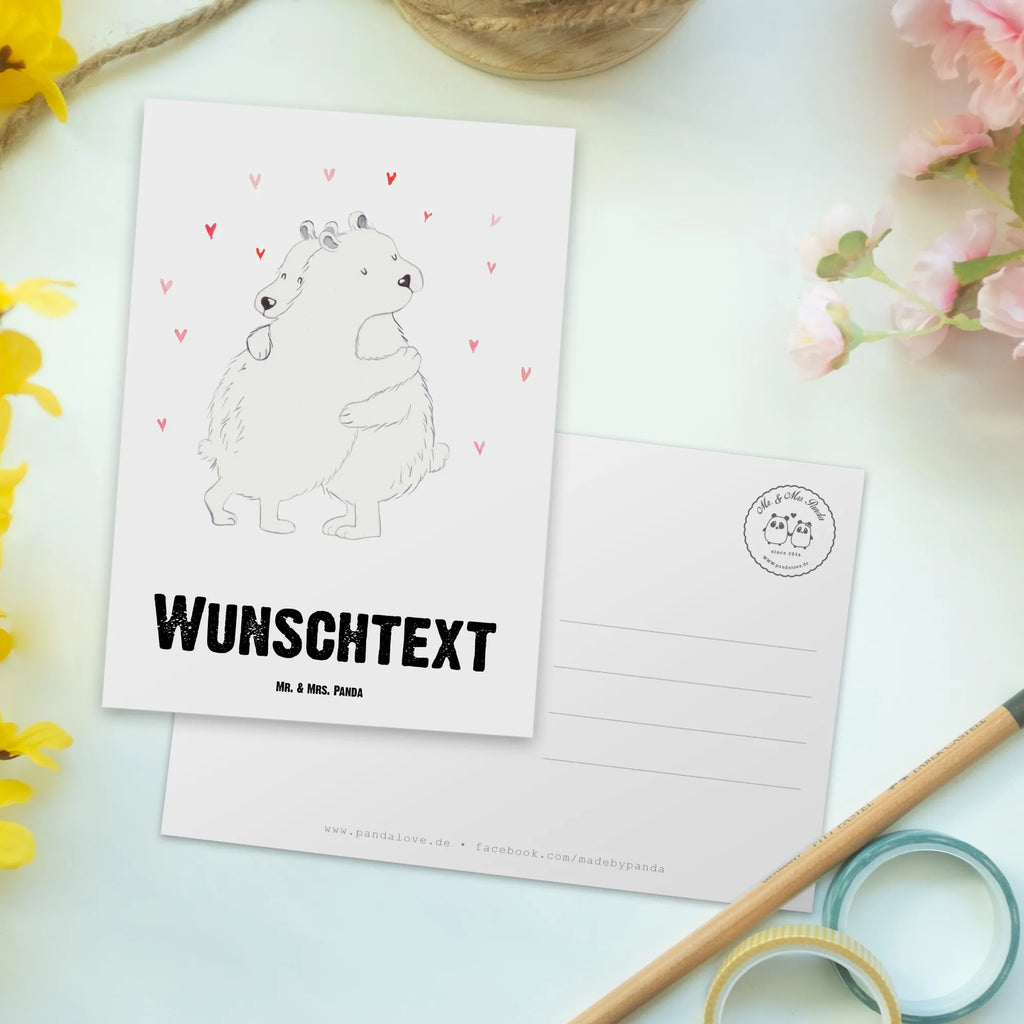 Personalisierte Postkarte Eisbär Umarmen Postkarte mit Namen, Postkarte bedrucken, Postkarte mit Wunschtext, Postkarte personalisierbar, Geschenkkarte mit Namen, Grußkarte mit Namen, Karte mit Namen, Einladung mit Namen, Ansichtskarte mit Namen, Geschenkkarte mit Wunschtext, Grußkarte mit Wunschtext, Karte mit Wunschtext, Einladung mit Wunschtext, Ansichtskarte mit Wunschtext, Tiermotive, Gute Laune, lustige Sprüche, Tiere