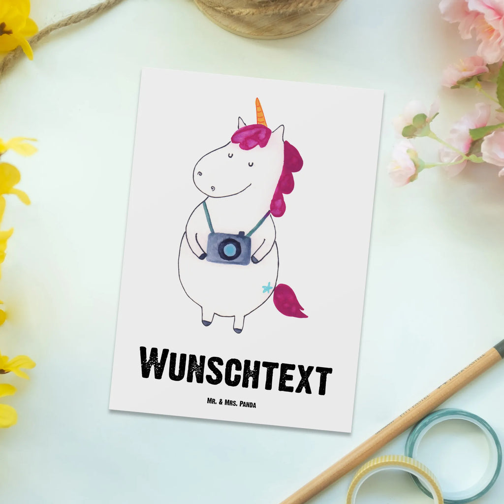 Personalisierte Postkarte Einhorn Fotograf Postkarte mit Namen, Postkarte bedrucken, Postkarte mit Wunschtext, Postkarte personalisierbar, Geschenkkarte mit Namen, Grußkarte mit Namen, Karte mit Namen, Einladung mit Namen, Ansichtskarte mit Namen, Geschenkkarte mit Wunschtext, Grußkarte mit Wunschtext, Karte mit Wunschtext, Einladung mit Wunschtext, Ansichtskarte mit Wunschtext, Einhorn, Einhörner, Einhorn Deko, Unicorn, Fotograf, Fotografie, Kamera, Reisen, Weltreise, Weltenbummler, Urlaub, Tourist, Kurztrip, Reise, Städtereise