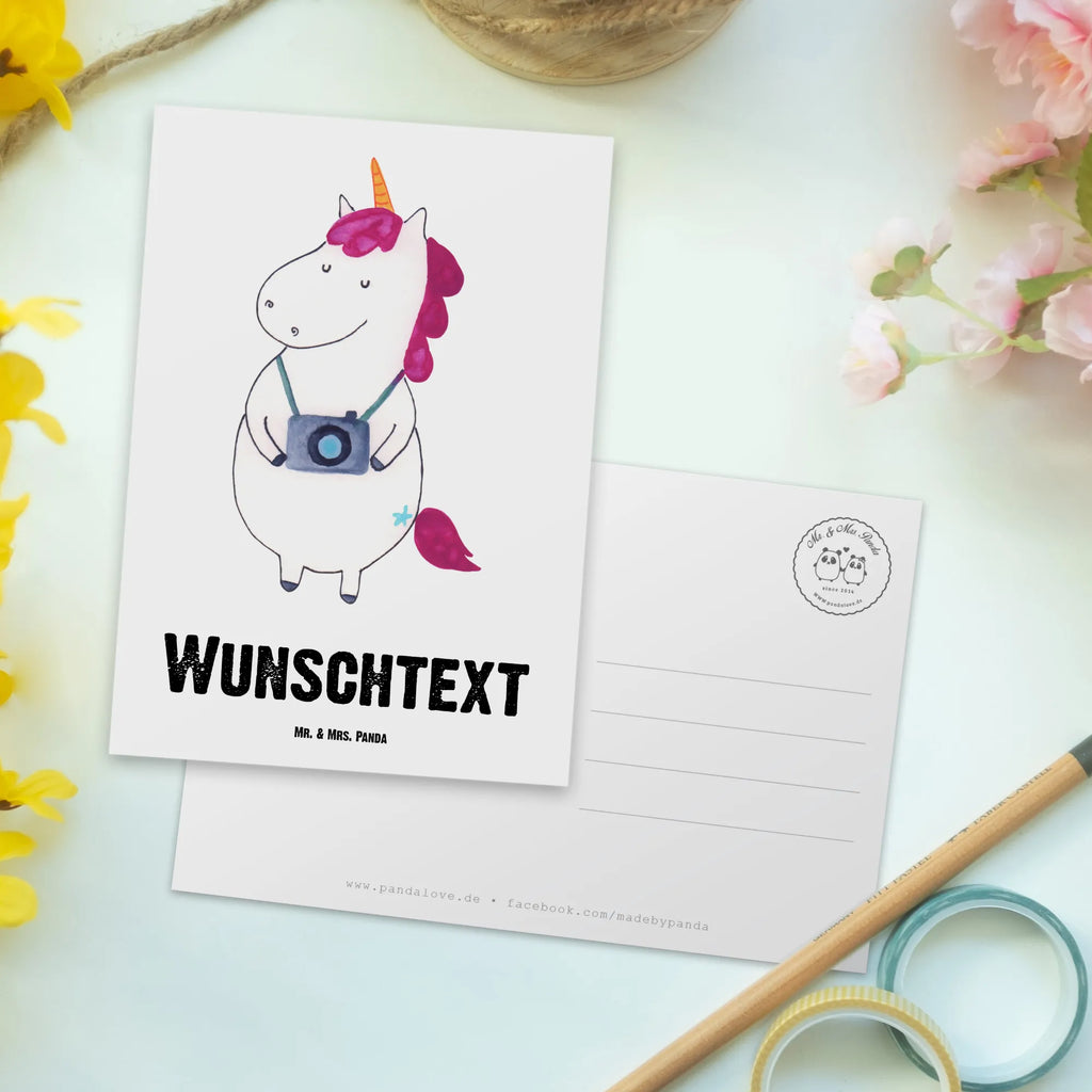 Personalisierte Postkarte Einhorn Fotograf Postkarte mit Namen, Postkarte bedrucken, Postkarte mit Wunschtext, Postkarte personalisierbar, Geschenkkarte mit Namen, Grußkarte mit Namen, Karte mit Namen, Einladung mit Namen, Ansichtskarte mit Namen, Geschenkkarte mit Wunschtext, Grußkarte mit Wunschtext, Karte mit Wunschtext, Einladung mit Wunschtext, Ansichtskarte mit Wunschtext, Einhorn, Einhörner, Einhorn Deko, Unicorn, Fotograf, Fotografie, Kamera, Reisen, Weltreise, Weltenbummler, Urlaub, Tourist, Kurztrip, Reise, Städtereise