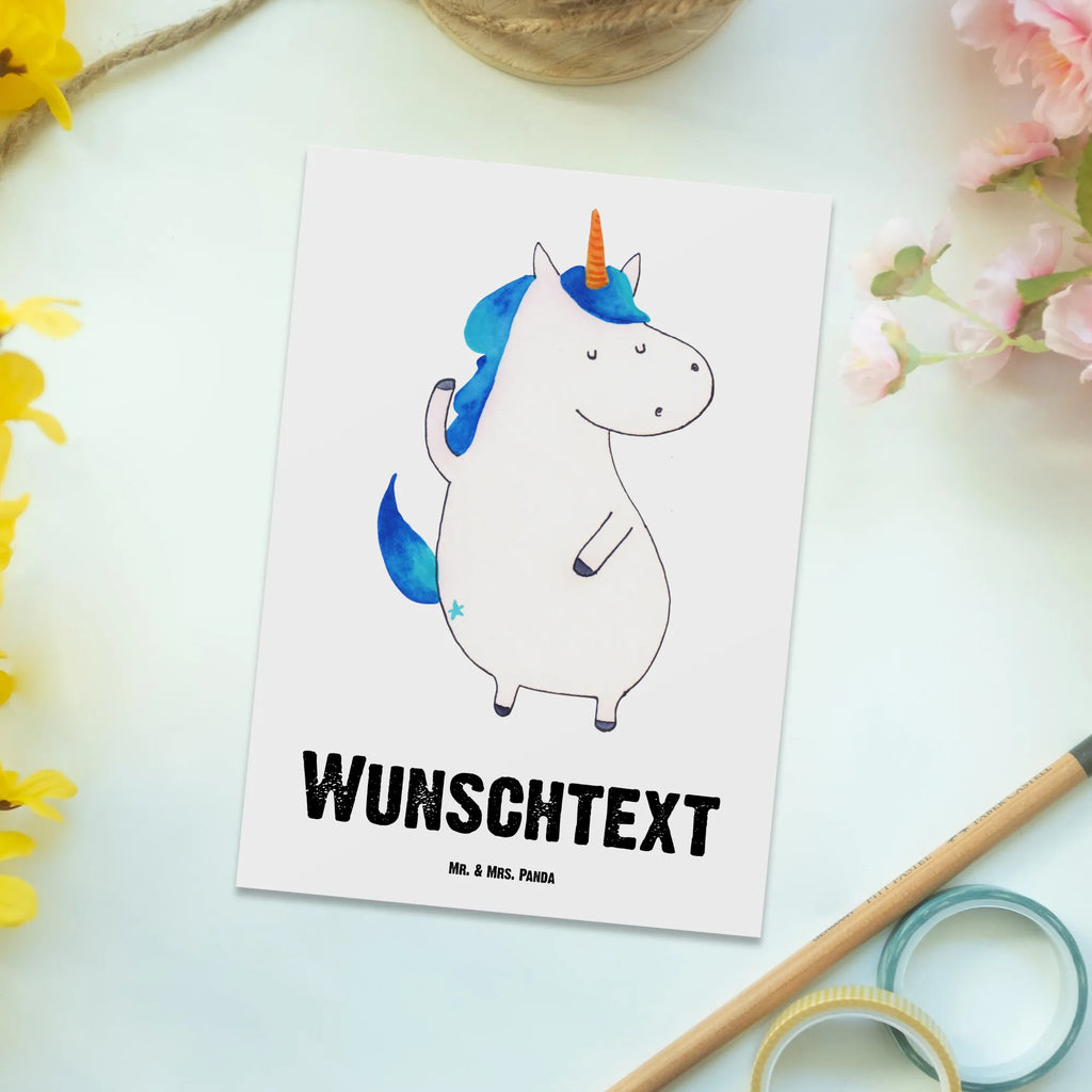 Personalisierte Postkarte Einhorn Mann Postkarte mit Namen, Postkarte bedrucken, Postkarte mit Wunschtext, Postkarte personalisierbar, Geschenkkarte mit Namen, Grußkarte mit Namen, Karte mit Namen, Einladung mit Namen, Ansichtskarte mit Namen, Geschenkkarte mit Wunschtext, Grußkarte mit Wunschtext, Karte mit Wunschtext, Einladung mit Wunschtext, Ansichtskarte mit Wunschtext, Einhorn, Einhörner, Einhorn Deko, Pegasus, Unicorn, cool, Mann, Freundin, Familie, bester Freund, BFF, Party, hübsch, beste