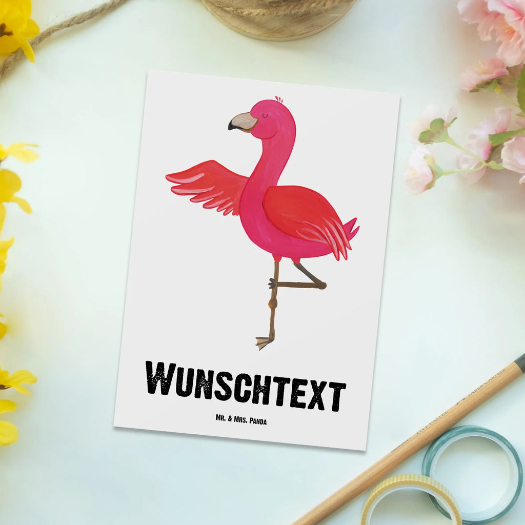 Personalisierte Postkarte Flamingo Yoga Postkarte mit Namen, Postkarte bedrucken, Postkarte mit Wunschtext, Postkarte personalisierbar, Geschenkkarte mit Namen, Grußkarte mit Namen, Karte mit Namen, Einladung mit Namen, Ansichtskarte mit Namen, Geschenkkarte mit Wunschtext, Grußkarte mit Wunschtext, Karte mit Wunschtext, Einladung mit Wunschtext, Ansichtskarte mit Wunschtext, Flamingo, Vogel, Yoga, Namaste, Achtsamkeit, Yoga-Übung, Entspannung, Ärger, Aufregen, Tiefenentspannung