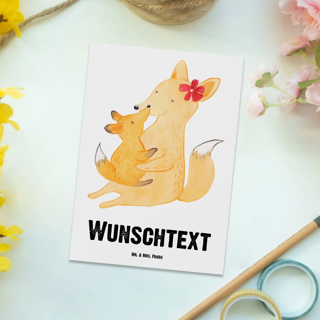 Personalisierte Postkarte Fuchs Mama & Kind Postkarte mit Namen, Postkarte bedrucken, Postkarte mit Wunschtext, Postkarte personalisierbar, Geschenkkarte mit Namen, Grußkarte mit Namen, Karte mit Namen, Einladung mit Namen, Ansichtskarte mit Namen, Geschenkkarte mit Wunschtext, Grußkarte mit Wunschtext, Karte mit Wunschtext, Einladung mit Wunschtext, Ansichtskarte mit Wunschtext, Familie, Vatertag, Muttertag, Bruder, Schwester, Mama, Papa, Oma, Opa, Mutter, Tochter, Lieblingstochter, Beste Tochter, Geschenk