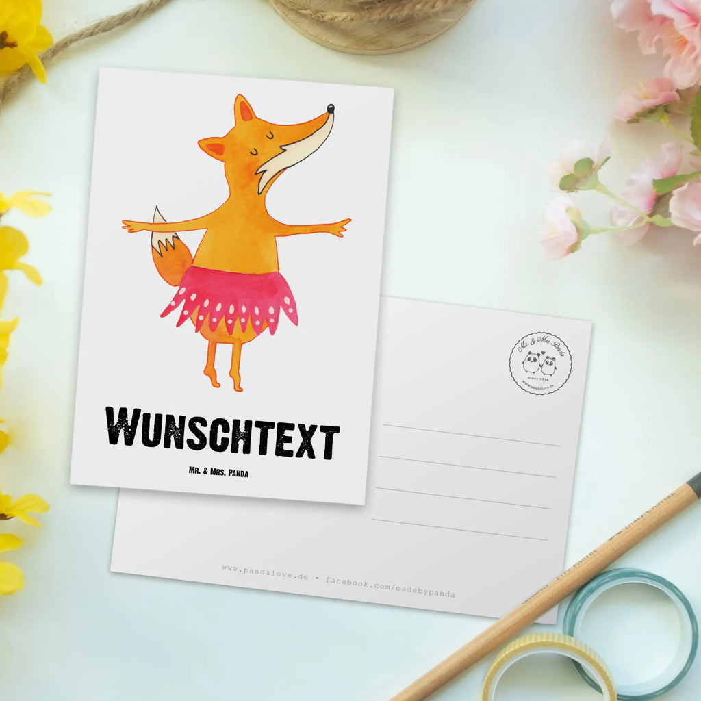 Personalisierte Postkarte Fuchs Ballerina Postkarte mit Namen, Postkarte bedrucken, Postkarte mit Wunschtext, Postkarte personalisierbar, Geschenkkarte mit Namen, Grußkarte mit Namen, Karte mit Namen, Einladung mit Namen, Ansichtskarte mit Namen, Geschenkkarte mit Wunschtext, Grußkarte mit Wunschtext, Karte mit Wunschtext, Einladung mit Wunschtext, Ansichtskarte mit Wunschtext, Fuchs, Fuchs Spruch, Füchse, Füchsin, Ballerina, Ballett, Tänzerin, Tanzen, Party, Einladung, Geburtstag