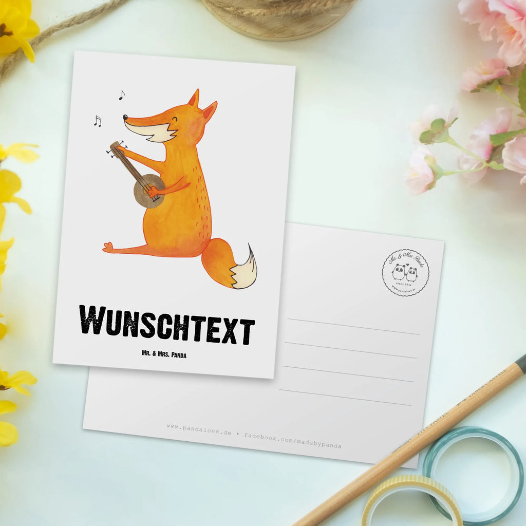 Personalisierte Postkarte Fuchs Gitarre Postkarte mit Namen, Postkarte bedrucken, Postkarte mit Wunschtext, Postkarte personalisierbar, Geschenkkarte mit Namen, Grußkarte mit Namen, Karte mit Namen, Einladung mit Namen, Ansichtskarte mit Namen, Geschenkkarte mit Wunschtext, Grußkarte mit Wunschtext, Karte mit Wunschtext, Einladung mit Wunschtext, Ansichtskarte mit Wunschtext, Fuchs, Füchse, Geschenk Musiker, Musik Spruch, Musikerin, Sänger, Sängerin, Gitarre