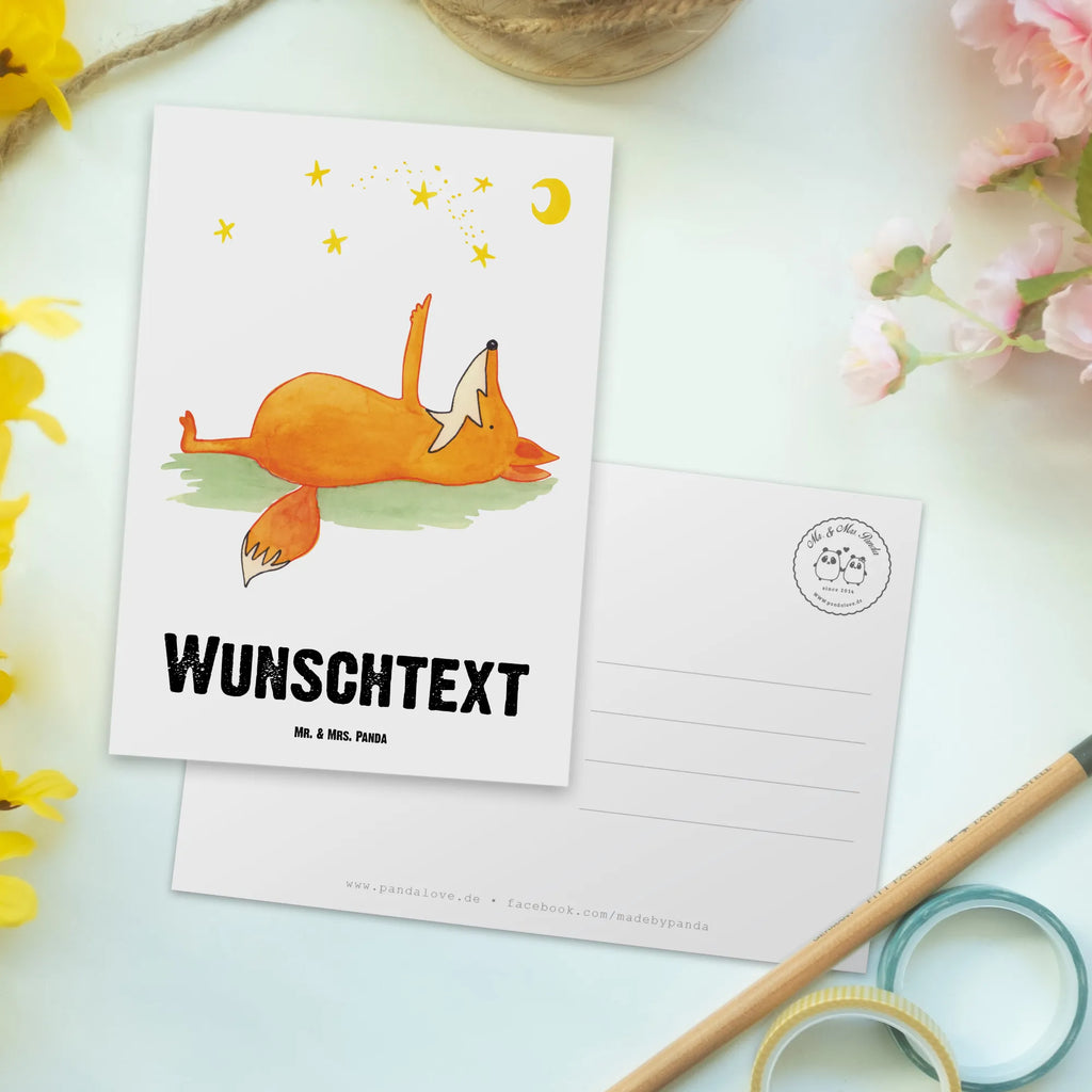 Personalisierte Postkarte Fuchs Sterne Postkarte mit Namen, Postkarte bedrucken, Postkarte mit Wunschtext, Postkarte personalisierbar, Geschenkkarte mit Namen, Grußkarte mit Namen, Karte mit Namen, Einladung mit Namen, Ansichtskarte mit Namen, Geschenkkarte mit Wunschtext, Grußkarte mit Wunschtext, Karte mit Wunschtext, Einladung mit Wunschtext, Ansichtskarte mit Wunschtext, Fuchs, Füchse, tröstende Worte, Spruch positiv, Spruch schön, Romantik, Always Look on the Bright Side of Life