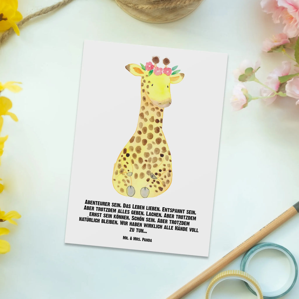 Personalisierte Postkarte Giraffe Blumenkranz Postkarte mit Namen, Postkarte bedrucken, Postkarte mit Wunschtext, Postkarte personalisierbar, Geschenkkarte mit Namen, Grußkarte mit Namen, Karte mit Namen, Einladung mit Namen, Ansichtskarte mit Namen, Geschenkkarte mit Wunschtext, Grußkarte mit Wunschtext, Karte mit Wunschtext, Einladung mit Wunschtext, Ansichtskarte mit Wunschtext, Afrika, Wildtiere, Giraffe, Blumenkranz, Abenteurer, Selbstliebe, Freundin