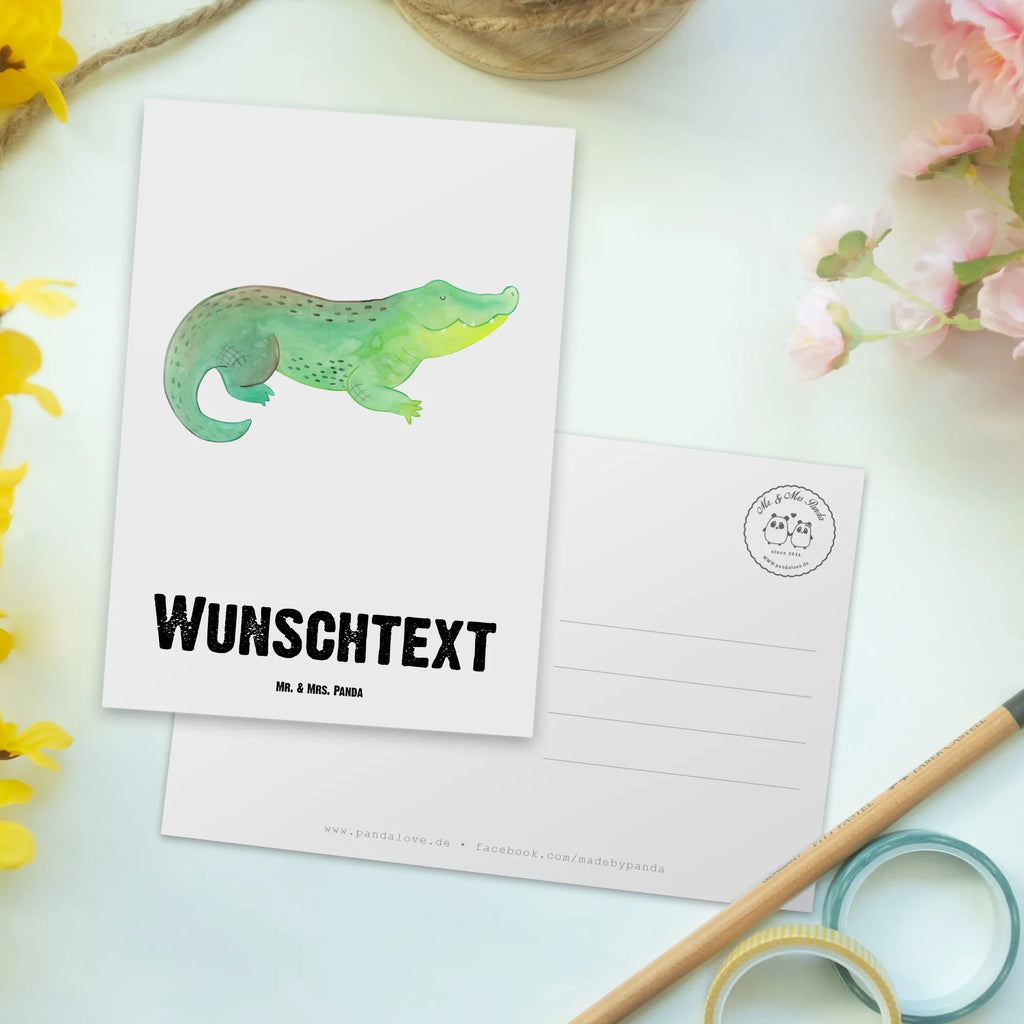 Personalisierte Postkarte Krokodil Postkarte mit Namen, Postkarte bedrucken, Postkarte mit Wunschtext, Postkarte personalisierbar, Geschenkkarte mit Namen, Grußkarte mit Namen, Karte mit Namen, Einladung mit Namen, Ansichtskarte mit Namen, Geschenkkarte mit Wunschtext, Grußkarte mit Wunschtext, Karte mit Wunschtext, Einladung mit Wunschtext, Ansichtskarte mit Wunschtext, Meerestiere, Meer, Urlaub, Krokodil, Krokodile, verrückt sein, spontan sein, Abenteuerlust, Reiselust, Freundin, beste Freundin, Lieblingsmensch