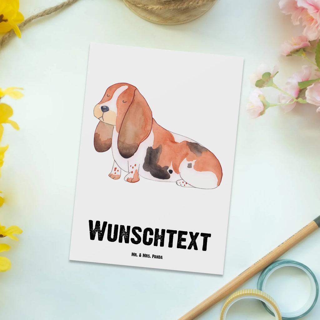 Personalisierte Postkarte Hund Basset Hound Postkarte mit Namen, Postkarte bedrucken, Postkarte mit Wunschtext, Postkarte personalisierbar, Geschenkkarte mit Namen, Grußkarte mit Namen, Karte mit Namen, Einladung mit Namen, Ansichtskarte mit Namen, Geschenkkarte mit Wunschtext, Grußkarte mit Wunschtext, Karte mit Wunschtext, Einladung mit Wunschtext, Ansichtskarte mit Wunschtext, Hund, Hundemotiv, Haustier, Hunderasse, Tierliebhaber, Hundebesitzer, Sprüche, Basset Hound, Basset, Hundeliebe, kinderlos