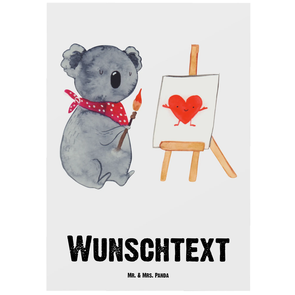 Personalisierte Postkarte Koala Künstler Postkarte mit Namen, Postkarte bedrucken, Postkarte mit Wunschtext, Postkarte personalisierbar, Geschenkkarte mit Namen, Grußkarte mit Namen, Karte mit Namen, Einladung mit Namen, Ansichtskarte mit Namen, Geschenkkarte mit Wunschtext, Grußkarte mit Wunschtext, Karte mit Wunschtext, Einladung mit Wunschtext, Ansichtskarte mit Wunschtext, Koala, Koalabär, Liebe, Liebensbeweis, Liebesgeschenk, Gefühle, Künstler, zeichnen