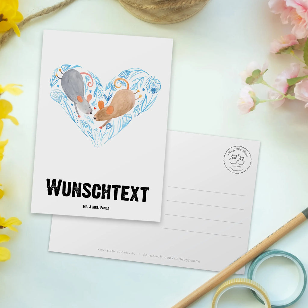 Personalisierte Postkarte Mäuse Herz Postkarte mit Namen, Postkarte bedrucken, Postkarte mit Wunschtext, Postkarte personalisierbar, Geschenkkarte mit Namen, Grußkarte mit Namen, Karte mit Namen, Einladung mit Namen, Ansichtskarte mit Namen, Geschenkkarte mit Wunschtext, Grußkarte mit Wunschtext, Karte mit Wunschtext, Einladung mit Wunschtext, Ansichtskarte mit Wunschtext, Liebe, Partner, Freund, Freundin, Ehemann, Ehefrau, Heiraten, Verlobung, Heiratsantrag, Liebesgeschenk, Jahrestag, Hocheitstag, Maus, Mäuse, Liebesbotschaft, Liebesbeweis, Hochzeit, Lieblingsmensch, Gemeinsamkeit, Love, Geschenk für zwei