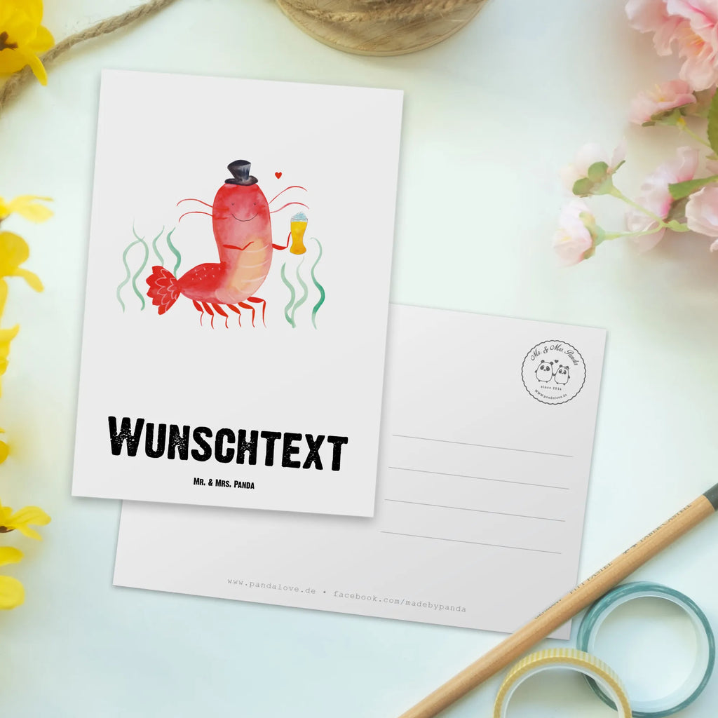 Personalisierte Postkarte Hummer mit Weizen Postkarte mit Namen, Postkarte bedrucken, Postkarte mit Wunschtext, Postkarte personalisierbar, Geschenkkarte mit Namen, Grußkarte mit Namen, Karte mit Namen, Einladung mit Namen, Ansichtskarte mit Namen, Geschenkkarte mit Wunschtext, Grußkarte mit Wunschtext, Karte mit Wunschtext, Einladung mit Wunschtext, Ansichtskarte mit Wunschtext, Meerestiere, Meer, Urlaub, Garnele, Garnelen, Bier, Kochen, Männerhaushalt, Junggeselle, Junggesellin, Bierliebhaber, Kneipe, Gasthaus, Wirtschaft