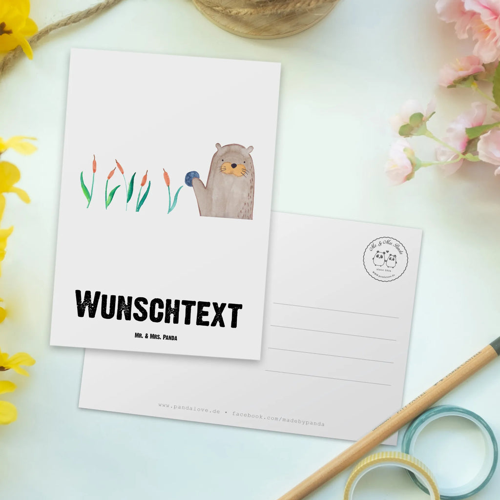 Personalisierte Postkarte Otter mit Stein Postkarte mit Namen, Postkarte bedrucken, Postkarte mit Wunschtext, Postkarte personalisierbar, Geschenkkarte mit Namen, Grußkarte mit Namen, Karte mit Namen, Einladung mit Namen, Ansichtskarte mit Namen, Geschenkkarte mit Wunschtext, Grußkarte mit Wunschtext, Karte mit Wunschtext, Einladung mit Wunschtext, Ansichtskarte mit Wunschtext, Otter, Fischotter, Seeotter, Otter Seeotter See Otter