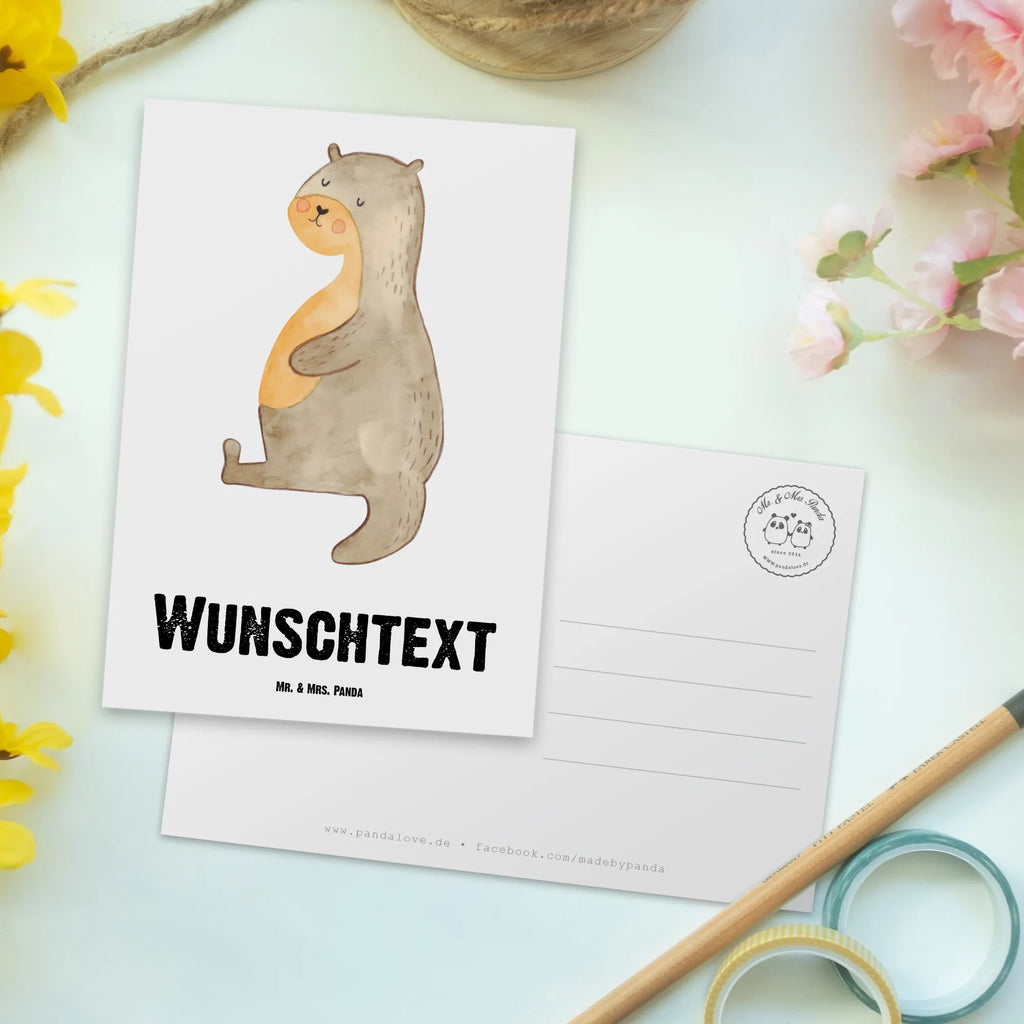 Personalisierte Postkarte Otter Bauch Postkarte mit Namen, Postkarte bedrucken, Postkarte mit Wunschtext, Postkarte personalisierbar, Geschenkkarte mit Namen, Grußkarte mit Namen, Karte mit Namen, Einladung mit Namen, Ansichtskarte mit Namen, Geschenkkarte mit Wunschtext, Grußkarte mit Wunschtext, Karte mit Wunschtext, Einladung mit Wunschtext, Ansichtskarte mit Wunschtext, Otter, Fischotter, Seeotter, Otter Seeotter See Otter