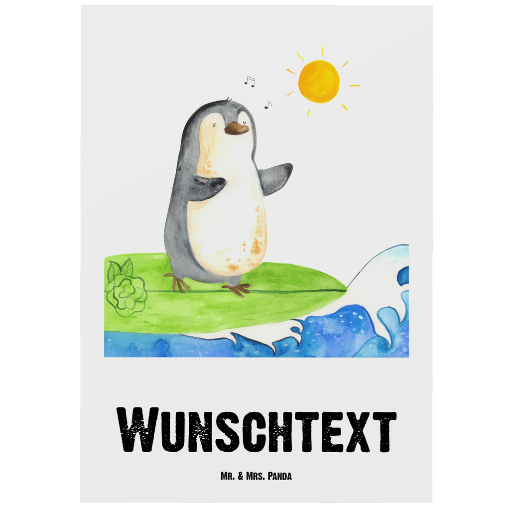 Personalisierte Postkarte Pinguin Surfer Postkarte mit Namen, Postkarte bedrucken, Postkarte mit Wunschtext, Postkarte personalisierbar, Geschenkkarte mit Namen, Grußkarte mit Namen, Karte mit Namen, Einladung mit Namen, Ansichtskarte mit Namen, Geschenkkarte mit Wunschtext, Grußkarte mit Wunschtext, Karte mit Wunschtext, Einladung mit Wunschtext, Ansichtskarte mit Wunschtext, Pinguin, Pinguine, surfen, Surfer, Hawaii, Urlaub, Wellen, Wellen reiten, Portugal