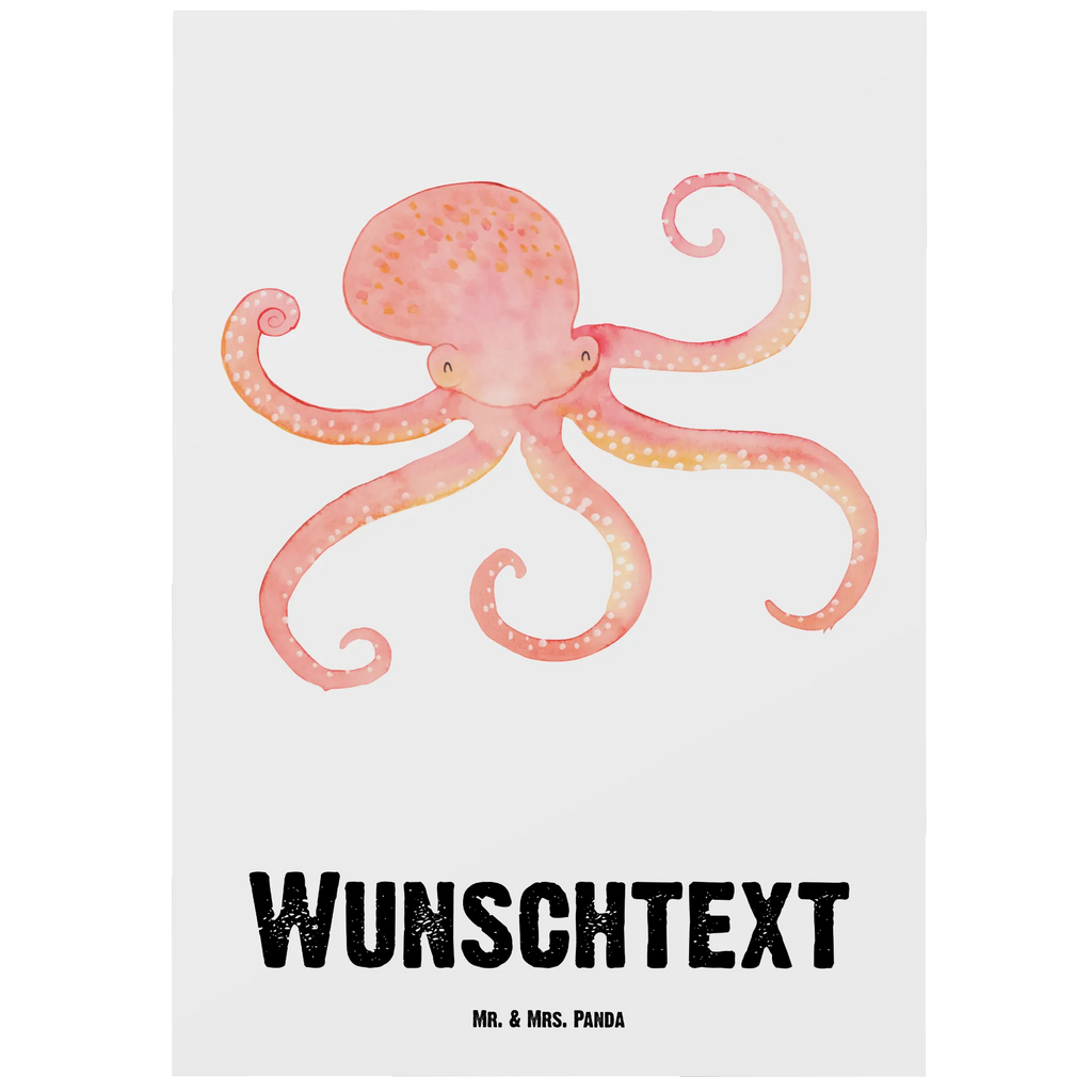 Personalisierte Postkarte Tintenfisch Postkarte mit Namen, Postkarte bedrucken, Postkarte mit Wunschtext, Postkarte personalisierbar, Geschenkkarte mit Namen, Grußkarte mit Namen, Karte mit Namen, Einladung mit Namen, Ansichtskarte mit Namen, Geschenkkarte mit Wunschtext, Grußkarte mit Wunschtext, Karte mit Wunschtext, Einladung mit Wunschtext, Ansichtskarte mit Wunschtext, Tiermotive, Gute Laune, lustige Sprüche, Tiere, Meer, Meerestier, Krake, Tintenfisch, Arme, Wasser, Ozean