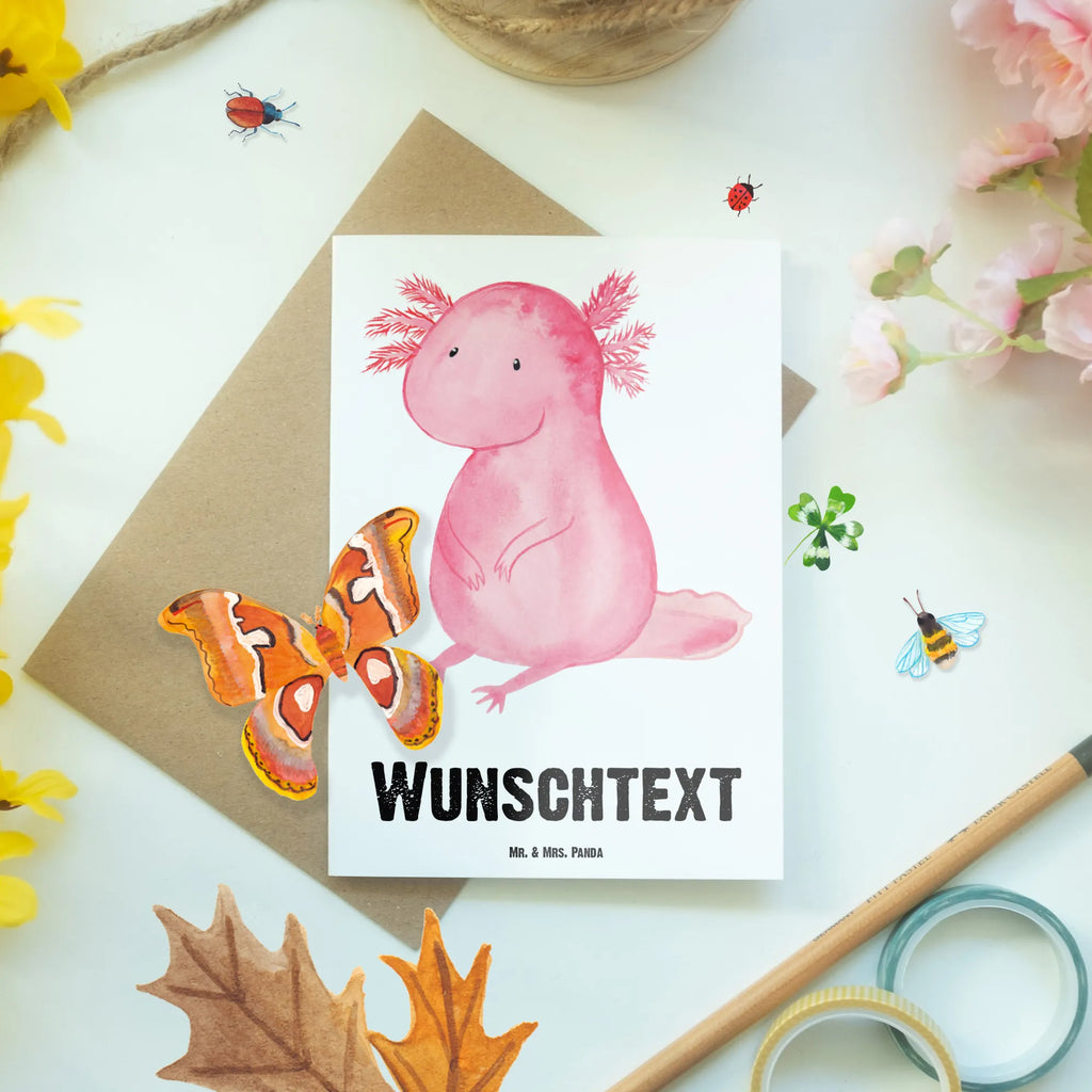 Personalisierte Grußkarte Axolotl Personalisierte Grußkarte, Personalisiertere Klappkarte, Personalisierte Einladungskarte, Personalisierte Glückwunschkarte, Personalisierte Hochzeitskarte, Personalisierte Geburtstagskarte, Grußkarte mit Namen, Grußkarte selber drucken, Grußkarte selbst gestalten, Grußkarte mit persönlichen Nachrichten, Grußkarte als Geldgeschenk, Grußkarten personalisiert, Personalisierte Karte, Axolotl, Molch, Axolot, vergnügt, fröhlich, zufrieden, Lebensstil, Weisheit, Lebensweisheit, Liebe, Freundin