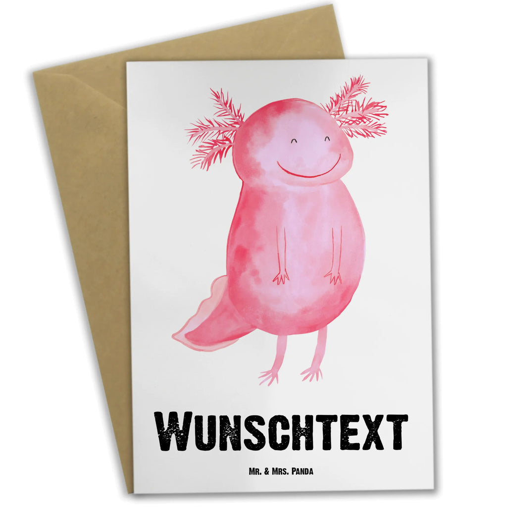 Personalisierte Grußkarte Axolotl Glücklich Personalisierte Grußkarte, Personalisiertere Klappkarte, Personalisierte Einladungskarte, Personalisierte Glückwunschkarte, Personalisierte Hochzeitskarte, Personalisierte Geburtstagskarte, Grußkarte mit Namen, Grußkarte selber drucken, Grußkarte selbst gestalten, Grußkarte mit persönlichen Nachrichten, Grußkarte als Geldgeschenk, Grußkarten personalisiert, Personalisierte Karte, Axolotl, Molch, Axolot, Schwanzlurch, Lurch, Lurche, Motivation, gute Laune