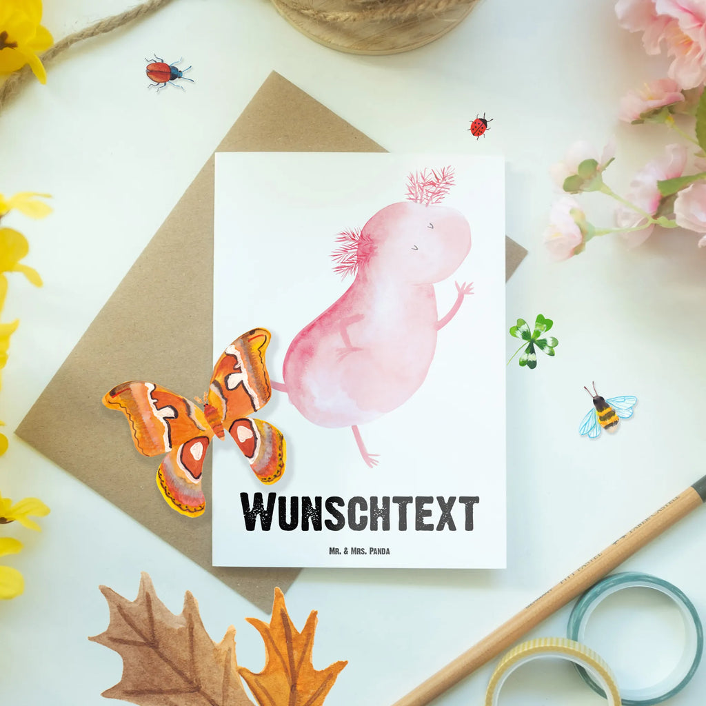 Personalisierte Grußkarte Axolotl Tanzen Personalisierte Grußkarte, Personalisiertere Klappkarte, Personalisierte Einladungskarte, Personalisierte Glückwunschkarte, Personalisierte Hochzeitskarte, Personalisierte Geburtstagskarte, Grußkarte mit Namen, Grußkarte selber drucken, Grußkarte selbst gestalten, Grußkarte mit persönlichen Nachrichten, Grußkarte als Geldgeschenk, Grußkarten personalisiert, Personalisierte Karte, Axolotl, Molch, Axolot, Schwanzlurch, Lurch, Lurche, Dachschaden, Sterne, verrückt, Freundin, beste Freundin