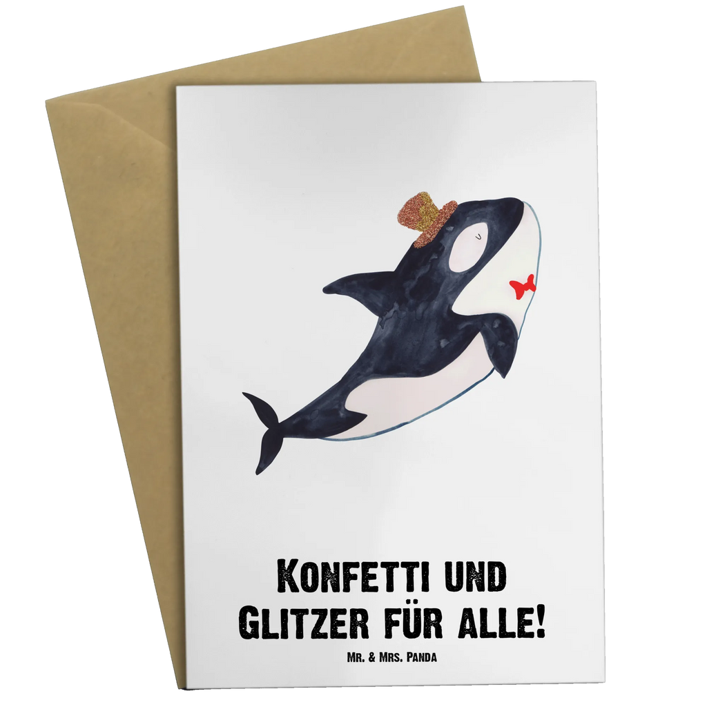 Personalisierte Grußkarte Orca Zylinder Personalisierte Grußkarte, Personalisiertere Klappkarte, Personalisierte Einladungskarte, Personalisierte Glückwunschkarte, Personalisierte Hochzeitskarte, Personalisierte Geburtstagskarte, Grußkarte mit Namen, Grußkarte selber drucken, Grußkarte selbst gestalten, Grußkarte mit persönlichen Nachrichten, Grußkarte als Geldgeschenk, Grußkarten personalisiert, Personalisierte Karte, Meerestiere, Meer, Urlaub, Narwal, Glitter, Konfetti, Glitzer, Geburtstag, Feier, Fete, Fest, Glückwunsch, Orca