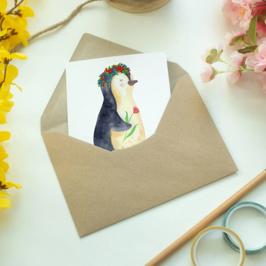 Personalisierte Grußkarte Pinguin Blumenkranz Personalisierte Grußkarte, Personalisiertere Klappkarte, Personalisierte Einladungskarte, Personalisierte Glückwunschkarte, Personalisierte Hochzeitskarte, Personalisierte Geburtstagskarte, Grußkarte mit Namen, Grußkarte selber drucken, Grußkarte selbst gestalten, Grußkarte mit persönlichen Nachrichten, Grußkarte als Geldgeschenk, Grußkarten personalisiert, Personalisierte Karte, Pinguin, Pinguine, Blumenkranz, Universum, Leben, Wünsche, Ziele, Lebensziele, Motivation, Lebenslust, Liebeskummer, Geschenkidee