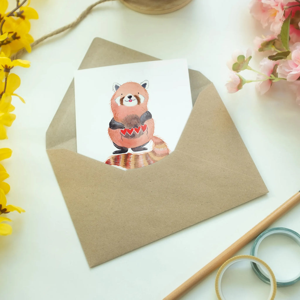 Personalisierte Grußkarte Roter Panda Personalisierte Grußkarte, Personalisiertere Klappkarte, Personalisierte Einladungskarte, Personalisierte Glückwunschkarte, Personalisierte Hochzeitskarte, Personalisierte Geburtstagskarte, Grußkarte mit Namen, Grußkarte selber drucken, Grußkarte selbst gestalten, Grußkarte mit persönlichen Nachrichten, Grußkarte als Geldgeschenk, Grußkarten personalisiert, Personalisierte Karte, Tiermotive, Gute Laune, lustige Sprüche, Tiere, Panda, Liebe, Rot, Herz, Liebling, Lieblingsmensch