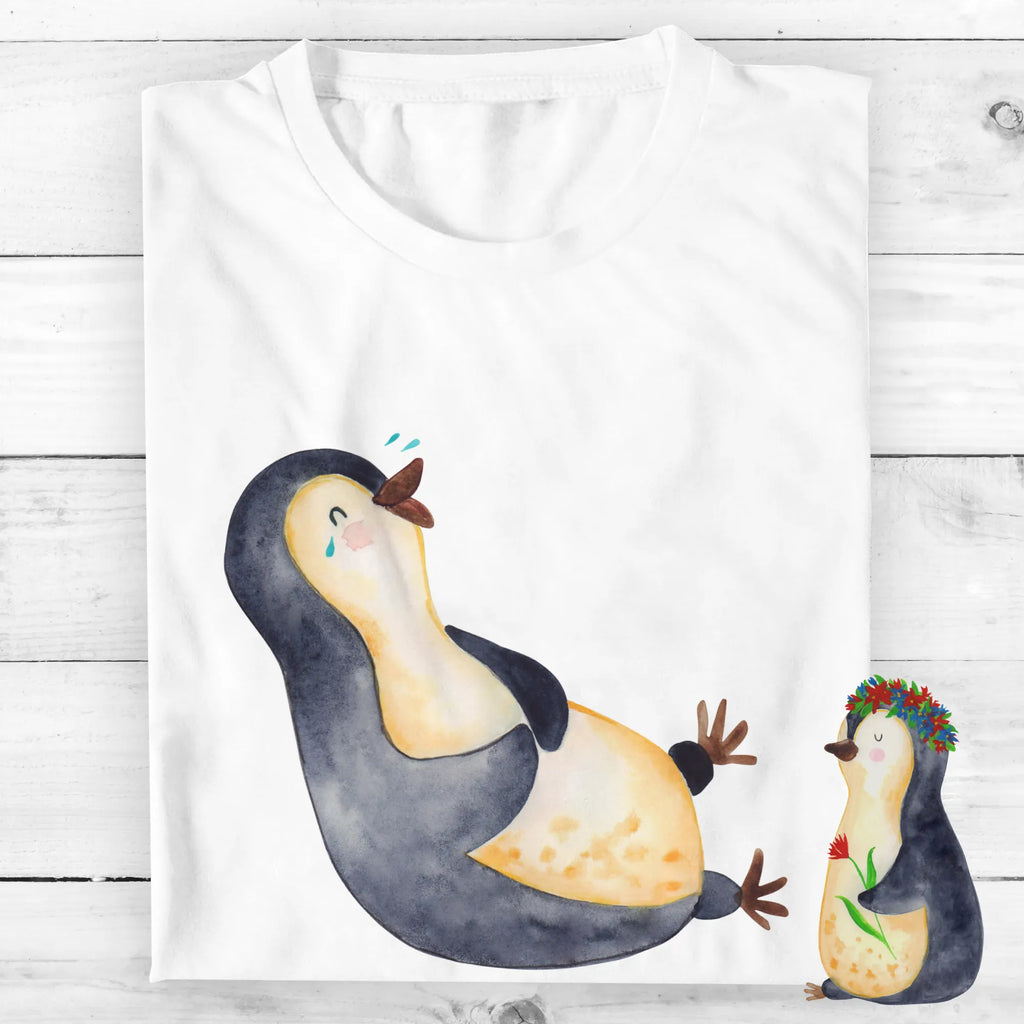 Personalisiertes T-Shirt Pinguin lachend T-Shirt Personalisiert, T-Shirt mit Namen, T-Shirt mit Aufruck, Männer, Frauen, Wunschtext, Bedrucken, Pinguin, Pinguine, lustiger Spruch, Optimismus, Fröhlich, Lachen, Humor, Fröhlichkeit