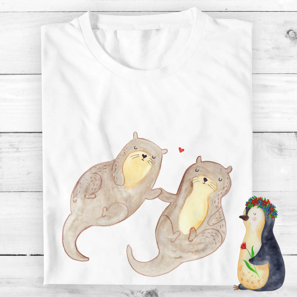 Personalisiertes T-Shirt Otter händchenhaltend T-Shirt Personalisiert, T-Shirt mit Namen, T-Shirt mit Aufruck, Männer, Frauen, Wunschtext, Bedrucken, Otter, Fischotter, Seeotter, Otter Seeotter See Otter