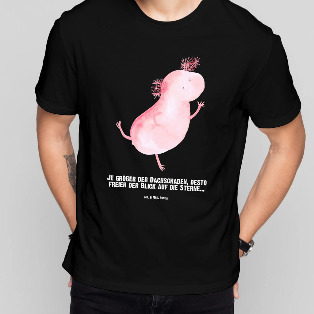 Personalisiertes T-Shirt Axolotl Tanzen T-Shirt Personalisiert, T-Shirt mit Namen, T-Shirt mit Aufruck, Männer, Frauen, Wunschtext, Bedrucken, Axolotl, Molch, Axolot, Schwanzlurch, Lurch, Lurche, Dachschaden, Sterne, verrückt, Freundin, beste Freundin