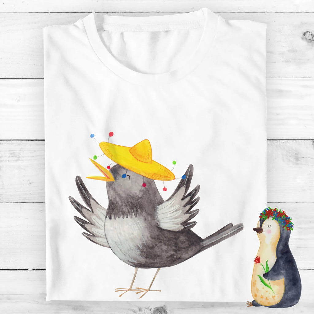 Personalisiertes T-Shirt Rabe mit Sombrero T-Shirt Personalisiert, T-Shirt mit Namen, T-Shirt mit Aufruck, Männer, Frauen, Wunschtext, Bedrucken, Tiermotive, Gute Laune, lustige Sprüche, Tiere, Rabe, Vogel, Vögel, Spruch positiv, fröhlich sein, glücklich sein, Glück Spruch, froh, Elster, Motivation