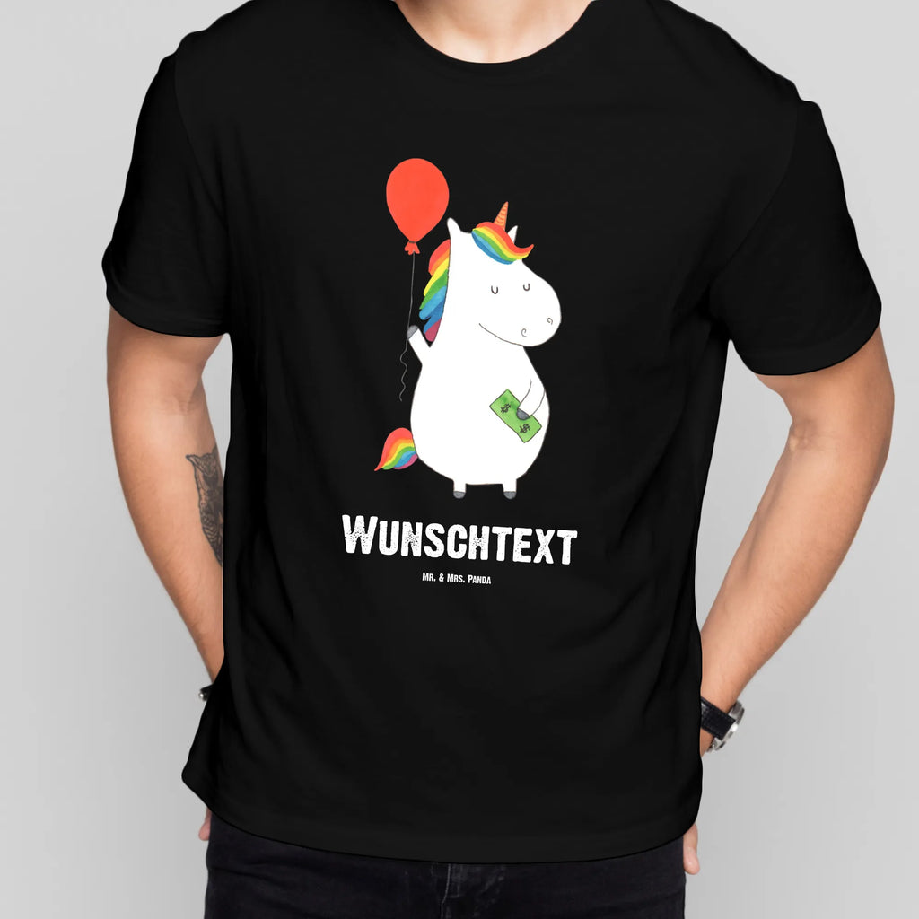 Personalisiertes T-Shirt Einhorn Luftballon T-Shirt Personalisiert, T-Shirt mit Namen, T-Shirt mit Aufruck, Männer, Frauen, Wunschtext, Bedrucken, Einhorn, Einhörner, Einhorn Deko, Pegasus, Unicorn, Luftballon, Geld, Lebenslust, Freude, Geschenk, Freundin