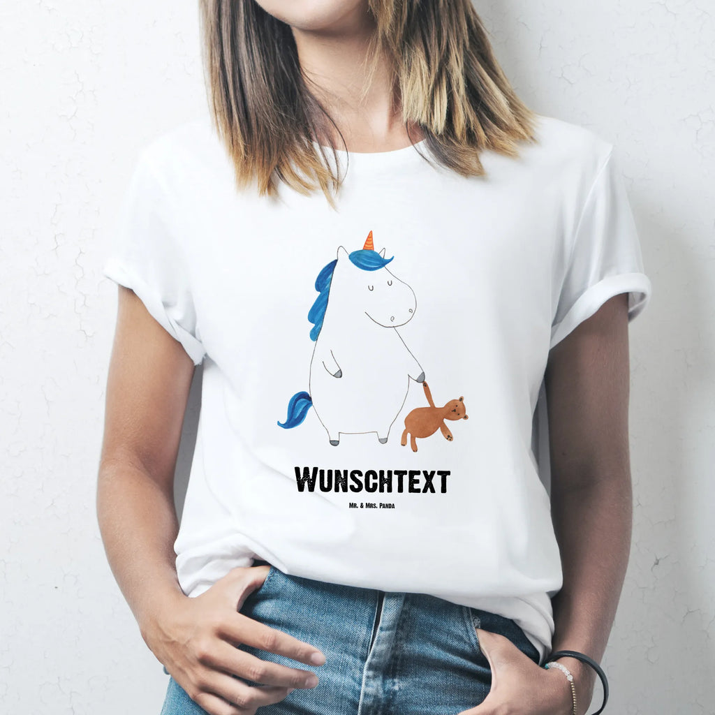 Personalisiertes T-Shirt Einhorn Teddy T-Shirt Personalisiert, T-Shirt mit Namen, T-Shirt mit Aufruck, Männer, Frauen, Wunschtext, Bedrucken, Einhorn, Einhörner, Einhorn Deko, Pegasus, Unicorn, schlafen, gute Nacht, Single, Bett, Träumen, Freundin, Singleleben