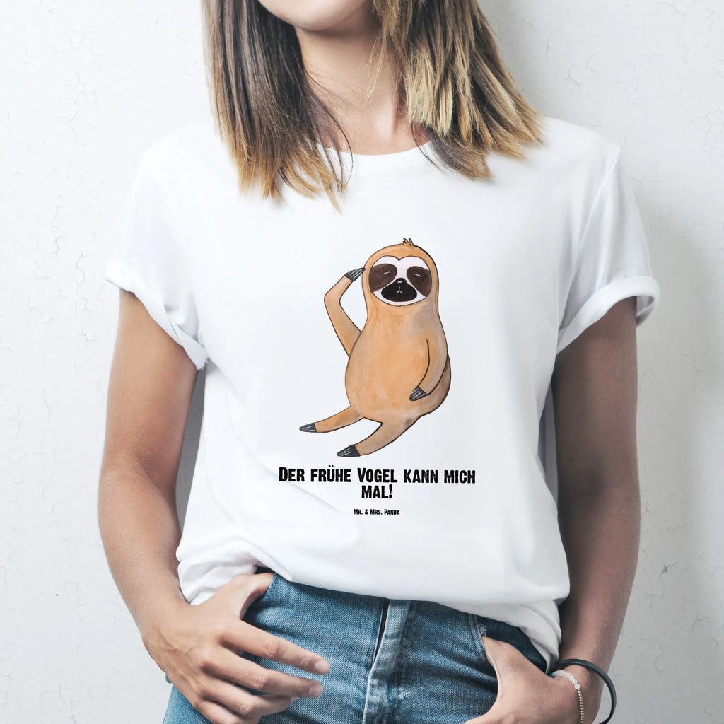 Personalisiertes T-Shirt Faultier Vogel zeigen T-Shirt Personalisiert, T-Shirt mit Namen, T-Shirt mit Aufruck, Männer, Frauen, Wunschtext, Bedrucken, Faultier, Faultier Geschenk, Faultier Deko, Faultiere, faul, Lieblingstier, Spinner, früher Vogel, der frühe Vogel, Frühaufsteher, Morgenmuffel, Vogel, Faultierwelt