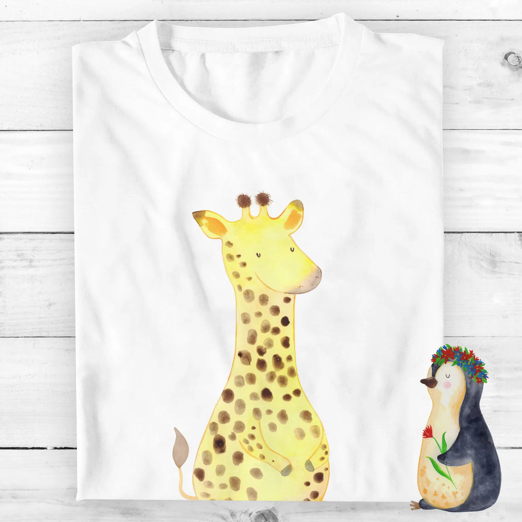 Personalisiertes T-Shirt Giraffe Zufrieden T-Shirt Personalisiert, T-Shirt mit Namen, T-Shirt mit Aufruck, Männer, Frauen, Wunschtext, Bedrucken, Afrika, Wildtiere, Giraffe, Zufrieden, Glück, Abenteuer