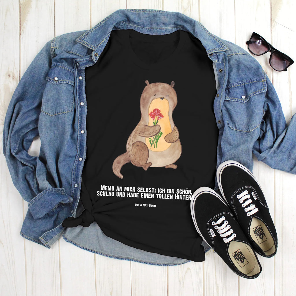 Personalisiertes T-Shirt Otter Blumenstrauß T-Shirt Personalisiert, T-Shirt mit Namen, T-Shirt mit Aufruck, Männer, Frauen, Wunschtext, Bedrucken, Otter, Fischotter, Seeotter, Otter Seeotter See Otter