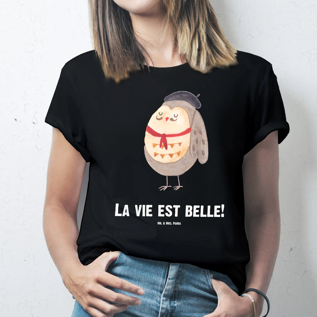 Personalisiertes T-Shirt Eule Französisch T-Shirt Personalisiert, T-Shirt mit Namen, T-Shirt mit Aufruck, Männer, Frauen, Wunschtext, Bedrucken, Eule, Eulen, Eule Deko, Owl, hibou, La vie est belle, das Leben ist schön, Spruch schön, Spruch Französisch, Frankreich