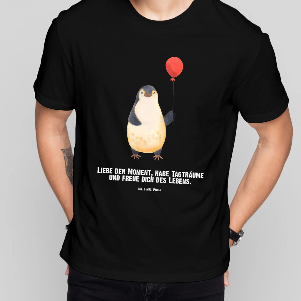 Personalisiertes T-Shirt Pinguin Luftballon T-Shirt Personalisiert, T-Shirt mit Namen, T-Shirt mit Aufruck, Männer, Frauen, Wunschtext, Bedrucken, Pinguin, Pinguine, Luftballon, Tagträume, Lebenslust, Geschenk Freundin, Geschenkidee, beste Freundin, Motivation, Neustart, neues Leben, Liebe, Glück