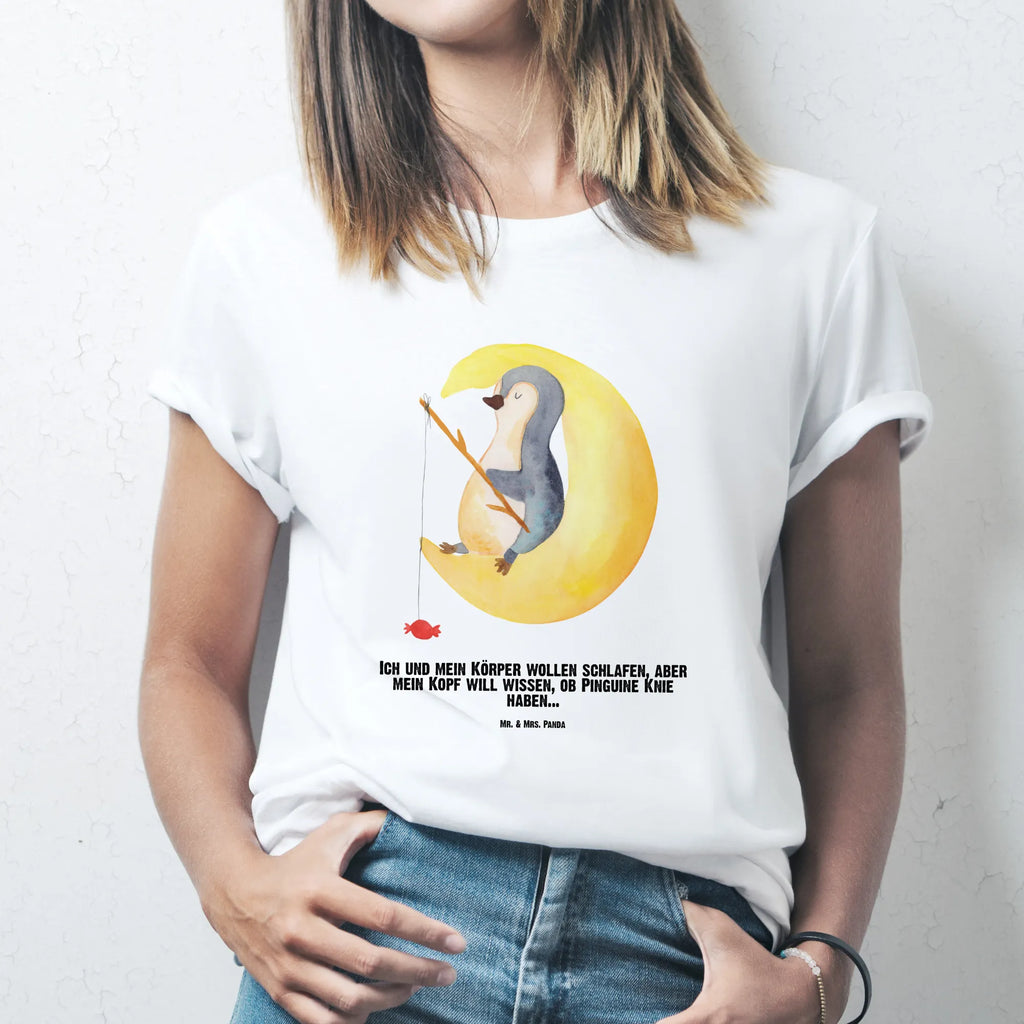 Personalisiertes T-Shirt Pinguin Mond T-Shirt Personalisiert, T-Shirt mit Namen, T-Shirt mit Aufruck, Männer, Frauen, Wunschtext, Bedrucken, Pinguin, Pinguine, Spruch, schlafen, Nachtruhe, Einschlafen, Schlafzimmer, Schlafstörungen, Gästezimmer