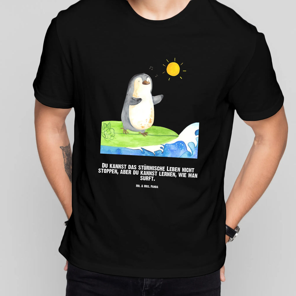 Personalisiertes T-Shirt Pinguin Surfer T-Shirt Personalisiert, T-Shirt mit Namen, T-Shirt mit Aufruck, Männer, Frauen, Wunschtext, Bedrucken, Pinguin, Pinguine, surfen, Surfer, Hawaii, Urlaub, Wellen, Wellen reiten, Portugal