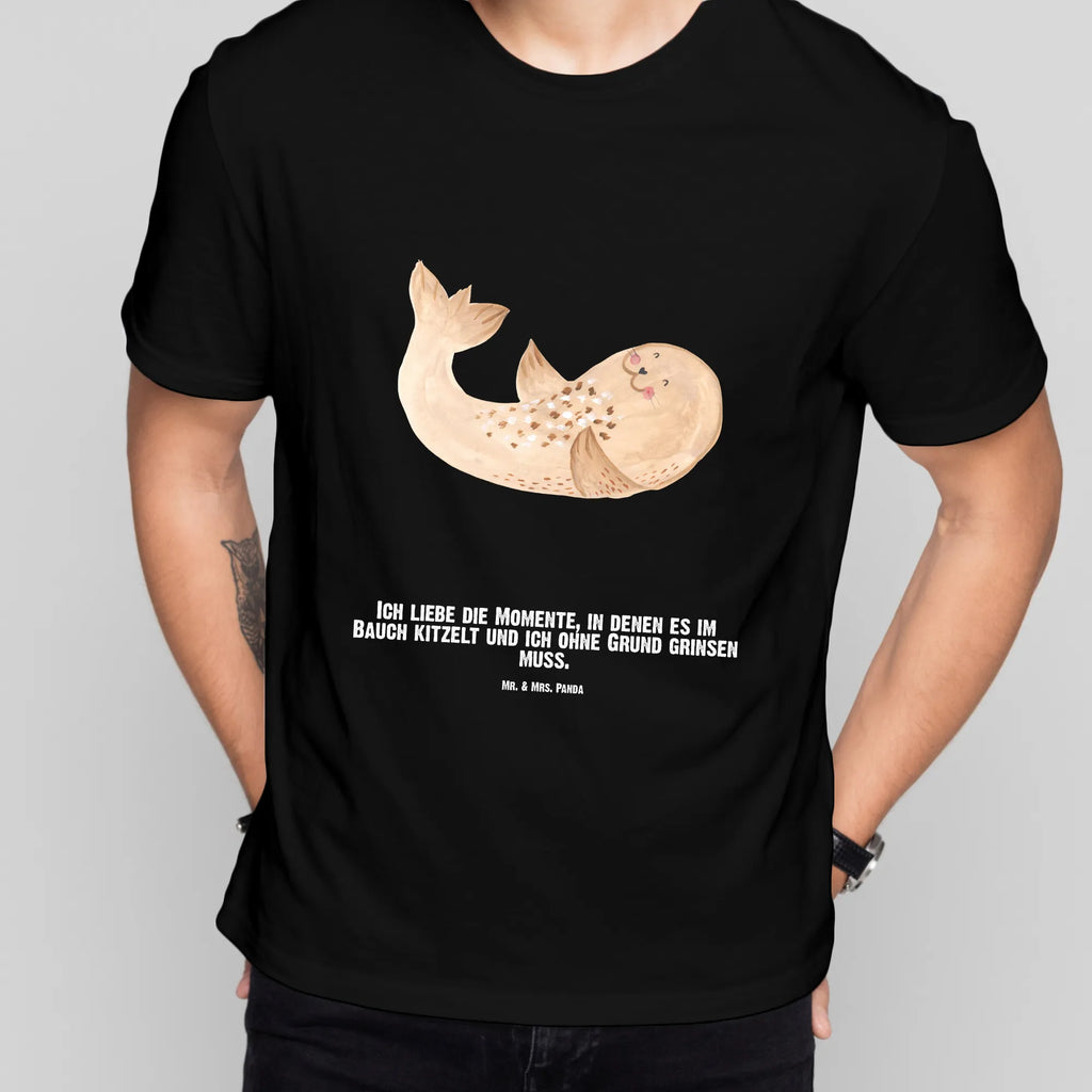 Personalisiertes T-Shirt Robbe liegend T-Shirt Personalisiert, T-Shirt mit Namen, T-Shirt mit Aufruck, Männer, Frauen, Wunschtext, Bedrucken, Tiermotive, Gute Laune, lustige Sprüche, Tiere, Robbe, Robben, Seehund, Strand, Meerestier, Ostsee, Nordsee, Lachen, Freude