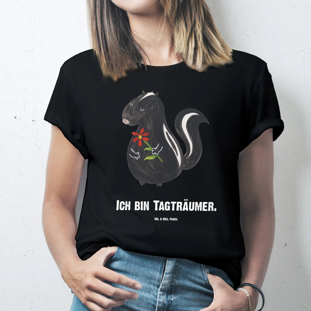 Personalisiertes T-Shirt Stinktier Blume T-Shirt Personalisiert, T-Shirt mit Namen, T-Shirt mit Aufruck, Männer, Frauen, Wunschtext, Bedrucken, Stinktier, Skunk, Wildtier, Raubtier, Stinker, Stinki, Tagträumer, verträumt, Dreams, Träume