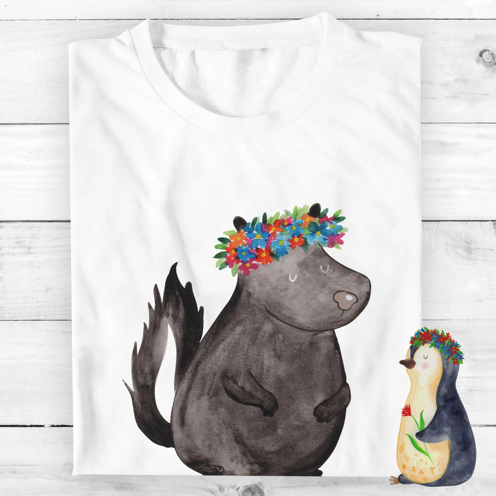 Personalisiertes T-Shirt Stinktier Blumenmaedchen T-Shirt Personalisiert, T-Shirt mit Namen, T-Shirt mit Aufruck, Männer, Frauen, Wunschtext, Bedrucken, Stinktier, Skunk, Wildtier, Raubtier, Stinker, Stinki, Yoga, Namaste, Lebe, Liebe, Lache