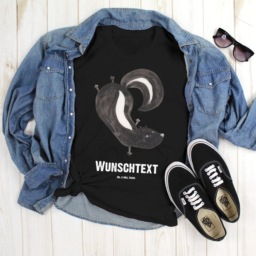 Personalisiertes T-Shirt Stinktier Handstand T-Shirt Personalisiert, T-Shirt mit Namen, T-Shirt mit Aufruck, Männer, Frauen, Wunschtext, Bedrucken, Stinktier, Skunk, Wildtier, Raubtier, Stinker, Stinki, Spielplatz, verpielt, Kind