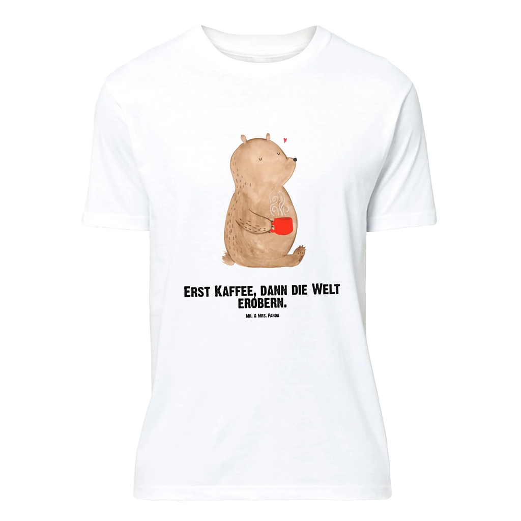 Personalisiertes T-Shirt Bär Kaffee T-Shirt Personalisiert, T-Shirt mit Namen, T-Shirt mit Aufruck, Männer, Frauen, Wunschtext, Bedrucken, Bär, Teddy, Teddybär, Kaffee, Coffee, Bären, guten Morgen, Morgenroutine, Welt erobern, Welt retten, Motivation